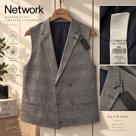 Network Yannis Erkek Ekose Klasik Yelek