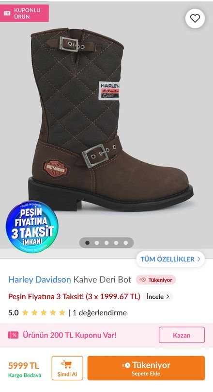 Harley Davidson Kahve Deri Bot