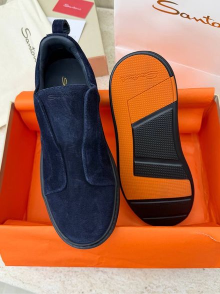 Santoni Lacivert Süet Loafer