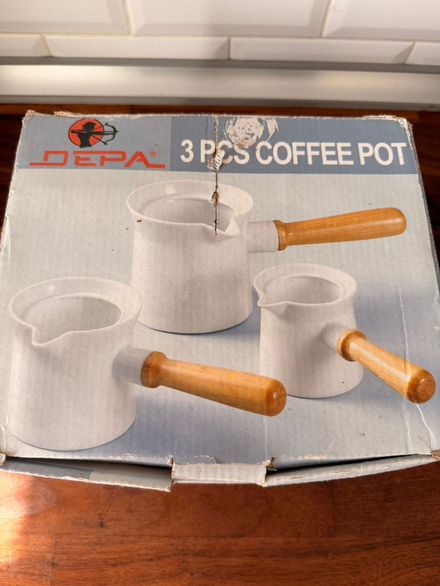 3'lü ahşap saplı seramik Cezve Seti