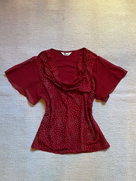 Y2K Simli Bordo Vintage Bluz