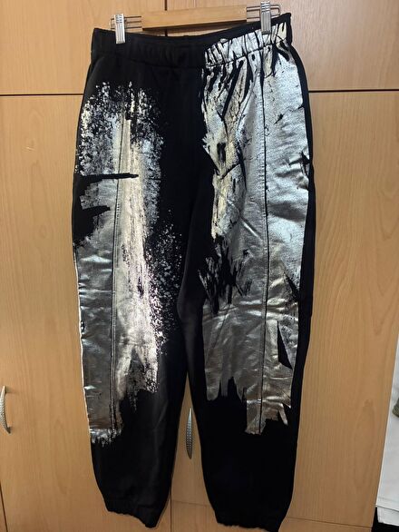 +hediey🎁Zara Siyah Gümüş Detaylı Jogger