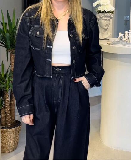 Cream&Rouge denim pantolon ceket takım