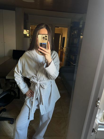 Kuşaklı Gömlek Pantolon Takımı zara