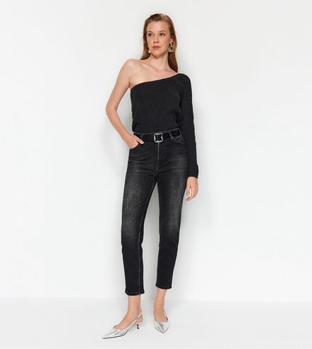 Yıkamalı Yüksek Bel Mom Fit Jean