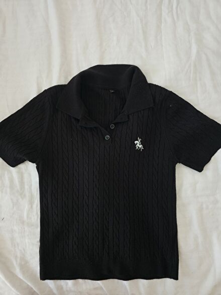 Siyah Polo Yaka Kazak