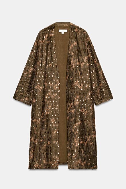 Zara Pullu Payetli Kimono Ceket