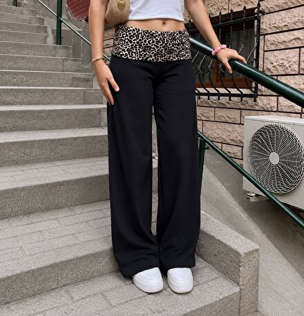 RAİNY WEAR Siyah Geniş Paça Pantolon