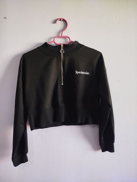 Siyah Yarım Fermuarlı Sweatshirt