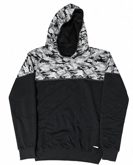 Kamuflaj Desenli Kapüşonlu Sweatshirt