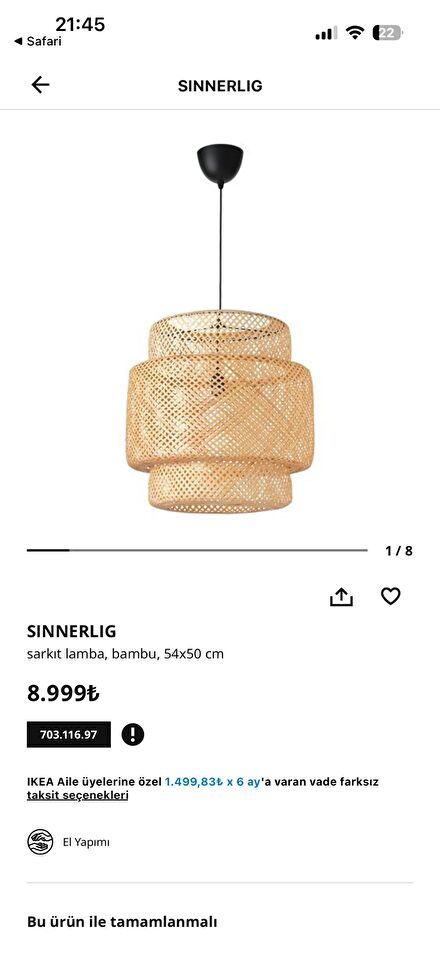 Ikea Bambu Sarkıt Lamba