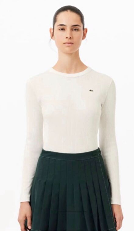 Lacoste Beyaz Uzun Kollu Bluz