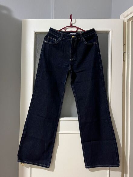 Lacivert Geniş Paça Jean Pantolon Ceket