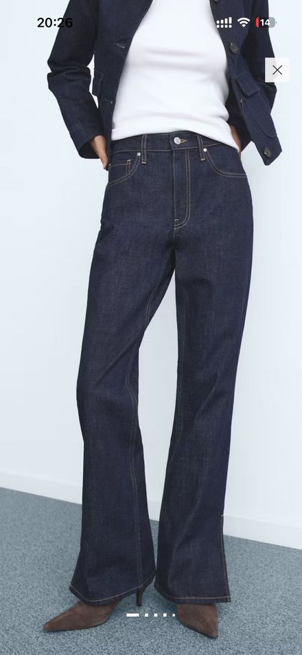 Mango yırtmaçlıLacivert düz Paça Jeans