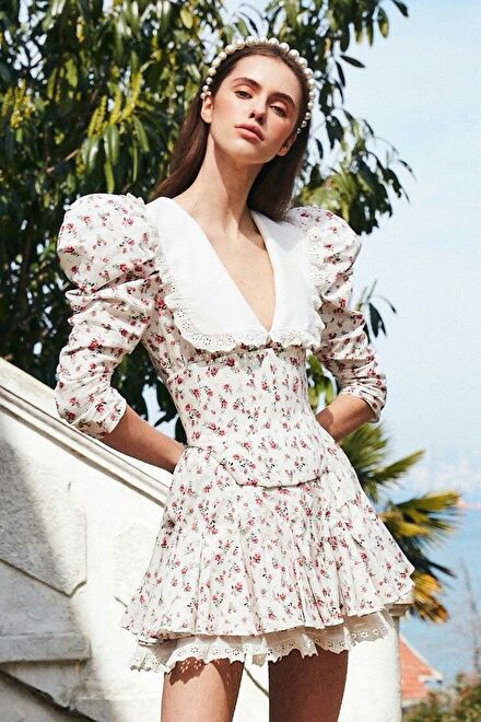 new arrivals bebe yaka çiçekli elbise