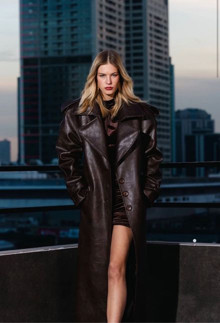 MAEVE Sculpt Maxi Coat In Leather KABAN