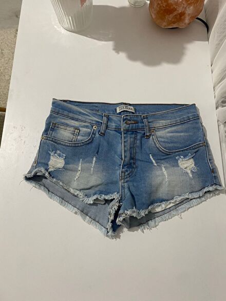 Düşük bel denim şort