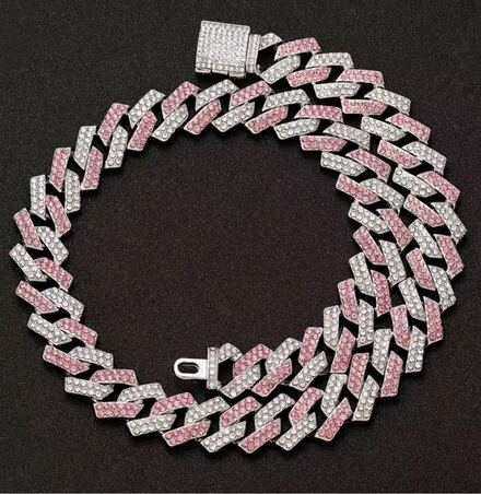 Pembe Gümüş chain hiphop kolye