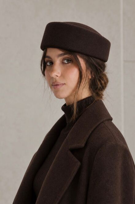 Heritage Wool Pillbox Şapka - Kahverengi