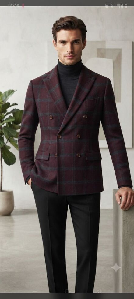 Ekose Desenli Blazer Ceket