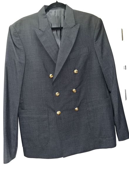 LV Koyu Gri Çift Düğmeli Blazer Ceket