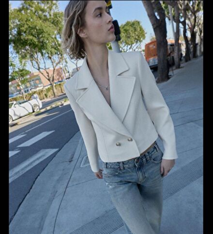 Basic crop blazer ceket