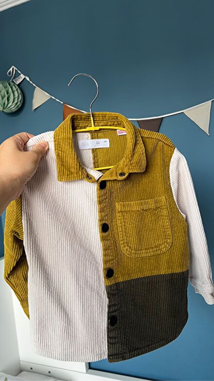 Zara Kids Renkli Kadife Gömlek