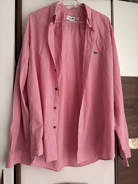 Lacoste Ekoseli Koyu Pembe Gömlek