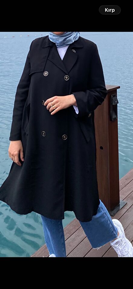 İpekyol Siyah Trençkot