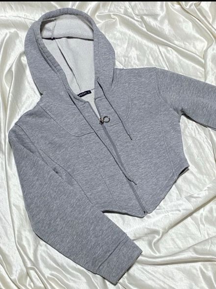 Gri Kapüşonlu korse sweatshirt