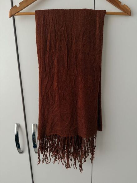 H&M Kahverengi İnce Kumaş Püsküllü Şal