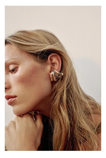 Zara Parlak Taşlı Earcuff Küpe