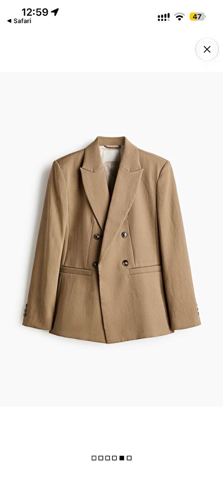H&M Vizon Çift Düğmeli Blazer Ceket