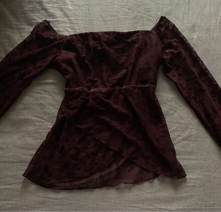 Bordo Tül Bluz