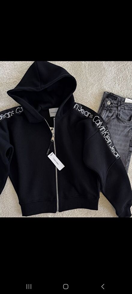 CK Siyah Kapüşonlu Sweatshirt