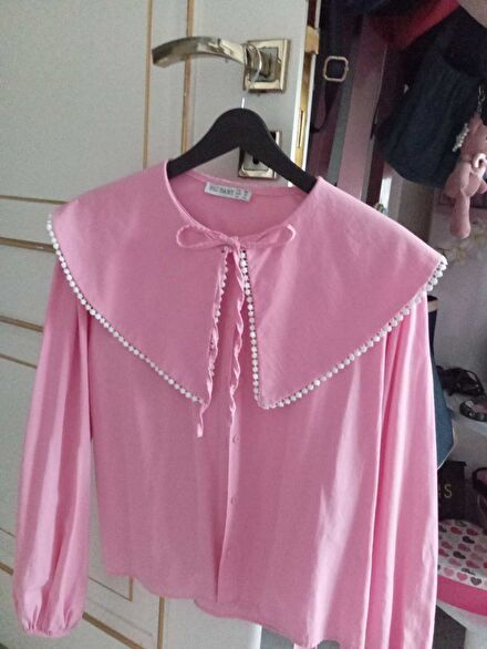 Pembe Fırfır bebe Yaka Gömlek Coquette