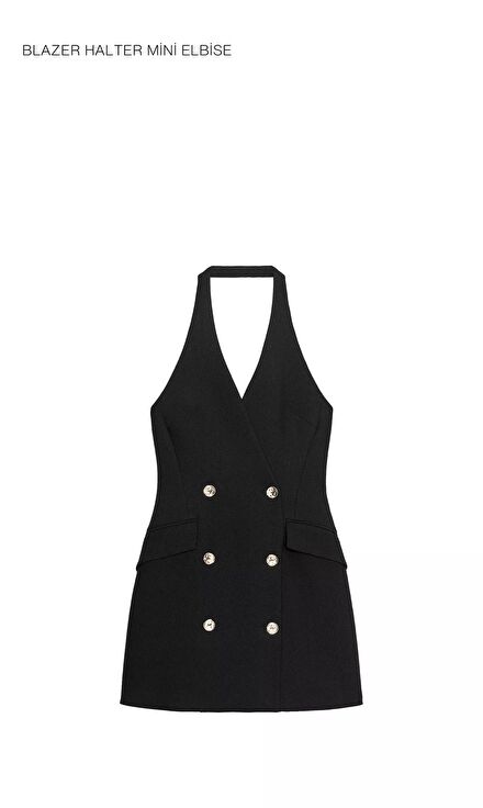 Zara Siyah Blazer Mini Elbise