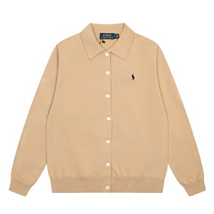 Ralph Lauren Yakalı, Düz Renk Örme Hırka