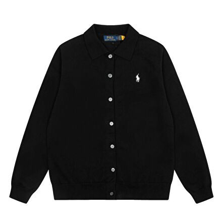Ralph Lauren Yakalı, Düz Renk Örme Hırka