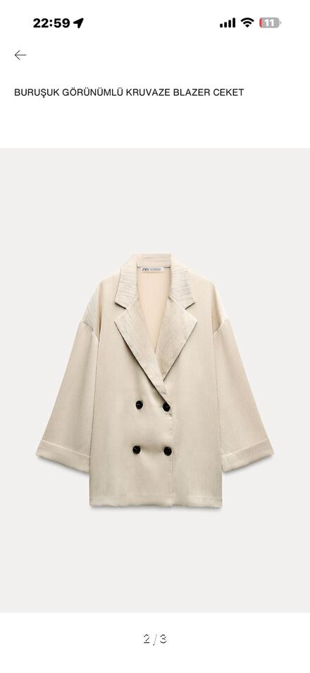 Zara Kruvaze Blazer takım
