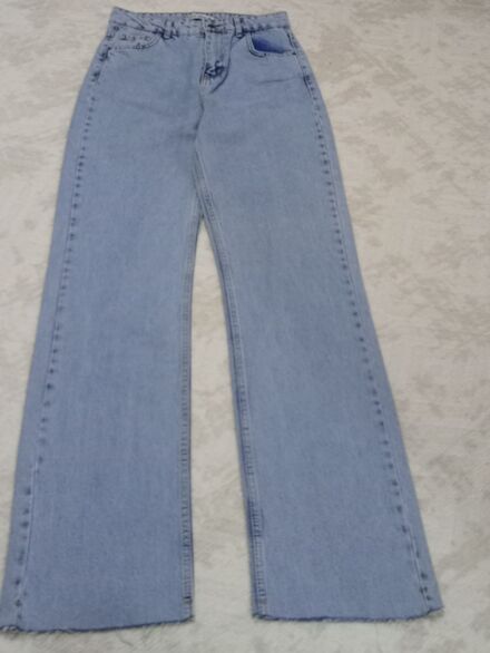 Açık Mavi Geniş Paça Jean Pantolon