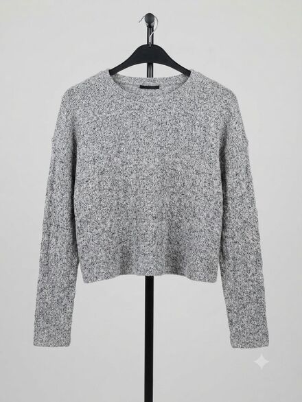 Stradivarius Gri Saç Örgü Crop Kazak L