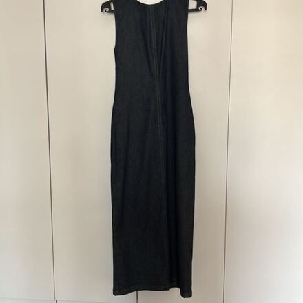 Zara Koyu Denim Uzun Elbise