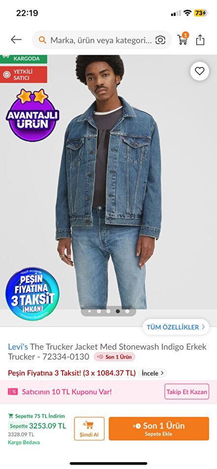 Levi's Kot Ceket L beden