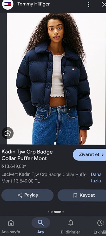 kadın tjw crp badge collar puffer mont