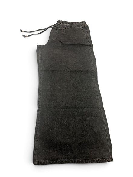 Siyah Bol Paça Jean Pantolon