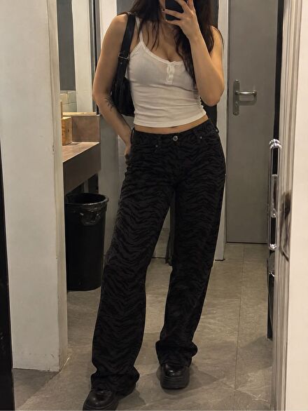 Blue Fire Co Zebra Desenli Siyah Skinny