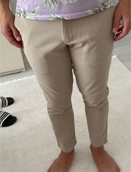 Süvari Bej Slim Fit Pantolon
