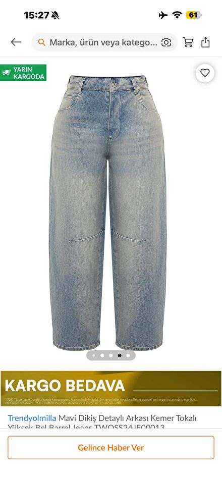 Mavi Bol Kesim Jean Pantolon