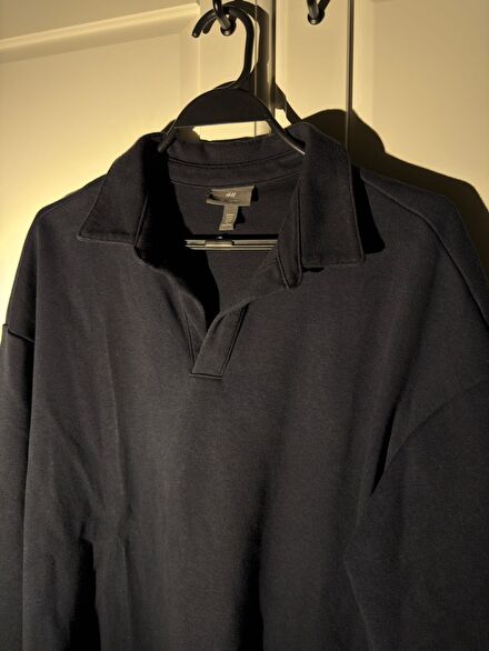 H&M Erkek Lacivert Polo Yaka Sweatshirt